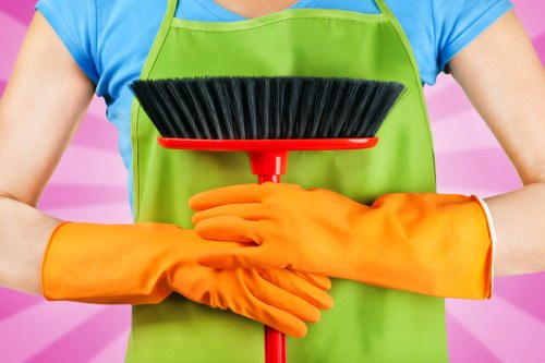 Cleaner discussing service details and quotation before a carpet cleaning appointment